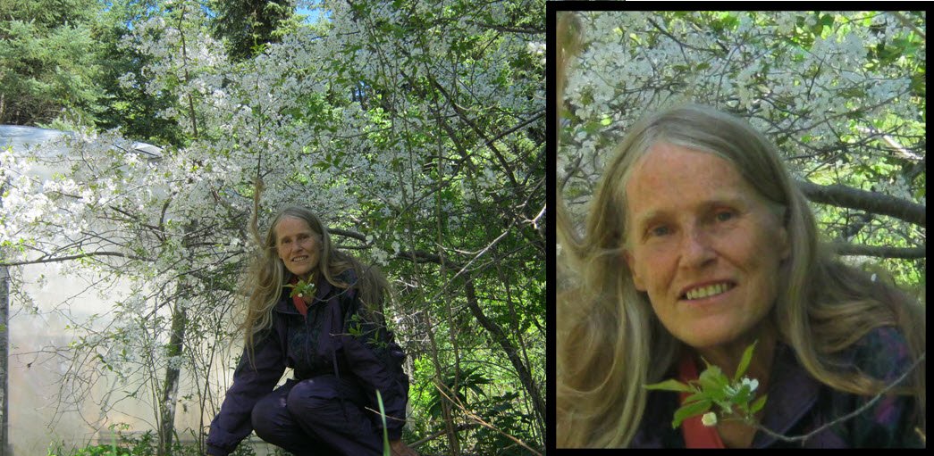 Me in the plum blossoms plus my portrait.JPG