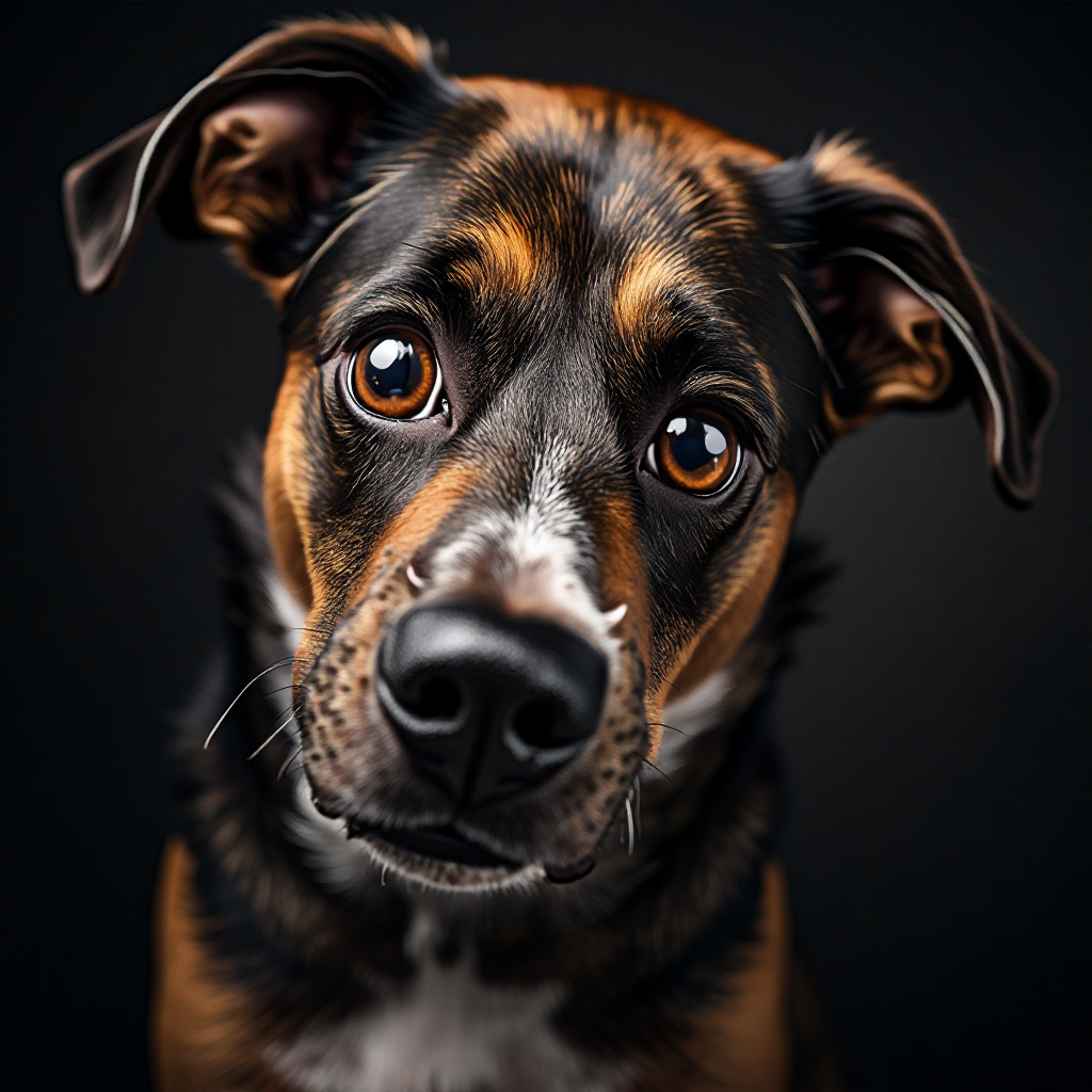 Funny Dog Face, On A Dark Background (1).png