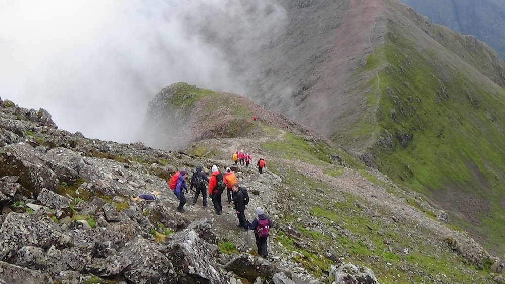 34 Heading down Bidean onto the rocky, misty ridge.jpg