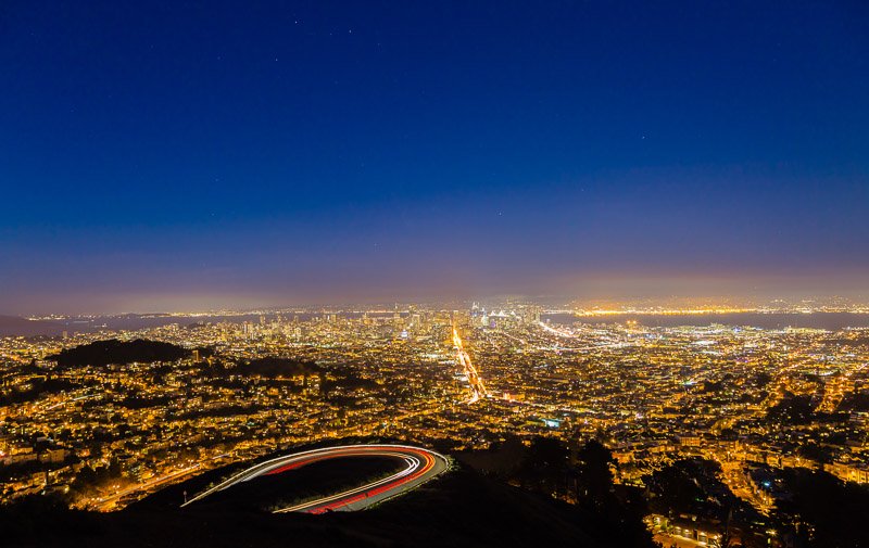 twin peaks san franciso night shot long exposure