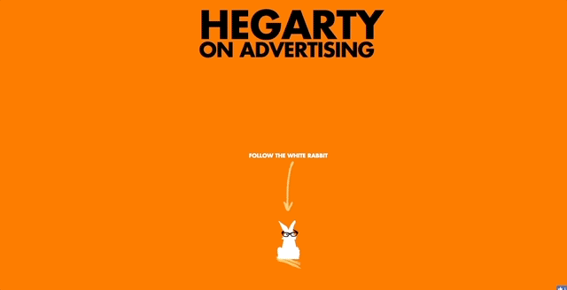 An animated gif of hegartyonadvertising.com using scroll stories in web design.