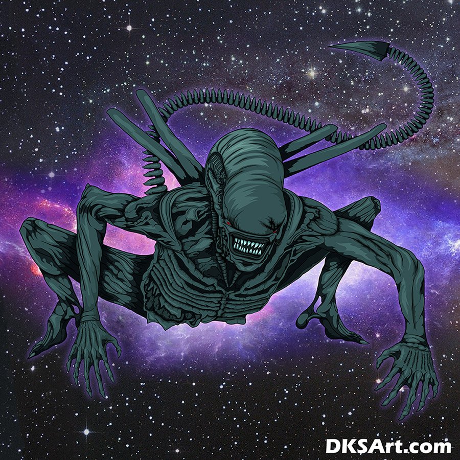 Xenomorph From Alien Movies Digital Vector Art Drawing Steempeak