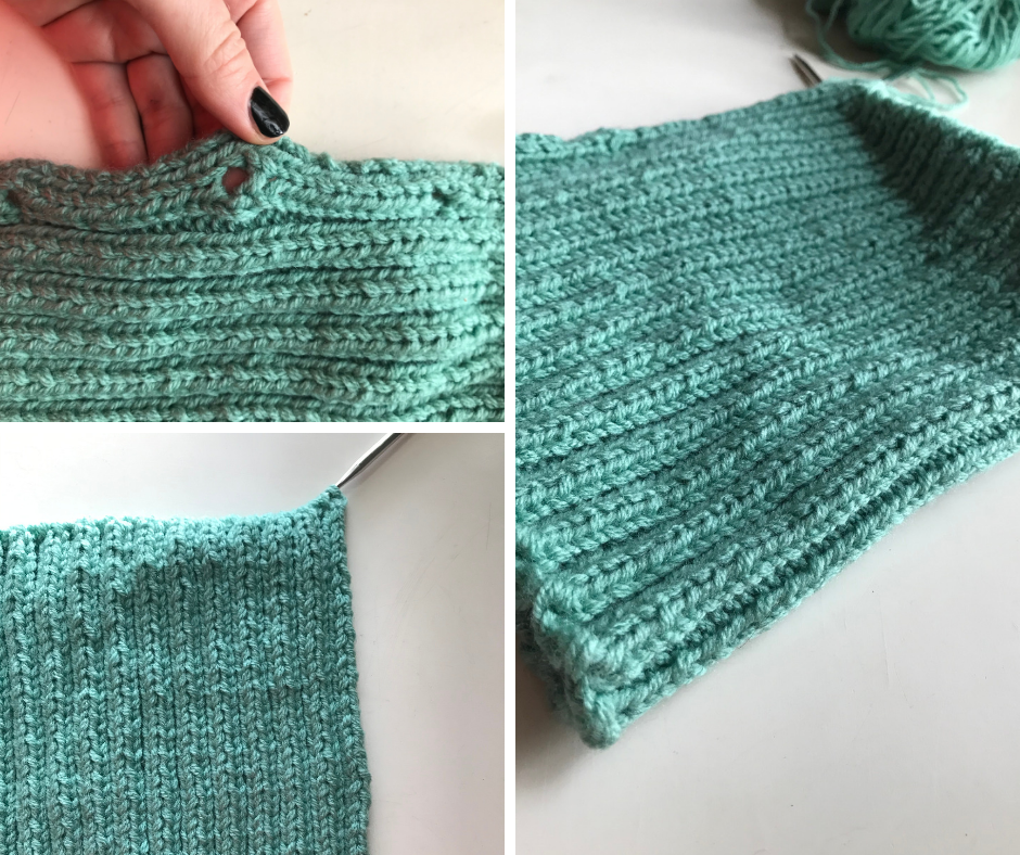 hand knitted cowl in mint