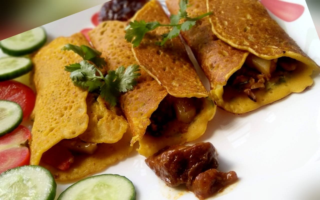 Besan Ka Puda | Stuffed Gram Flour Pancake