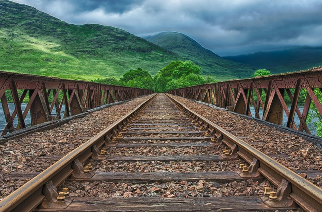 Train tracks over water