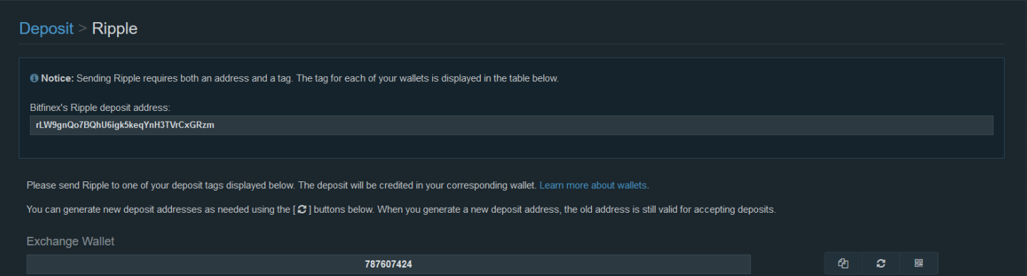 How to find if my ripple wallet need tag bitfinex xrp