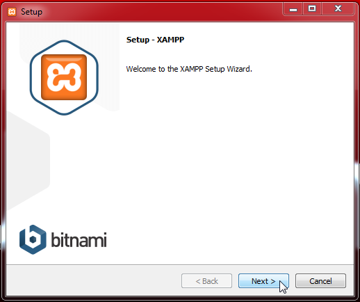 XAMPP installation - Willkommens Bildschirm