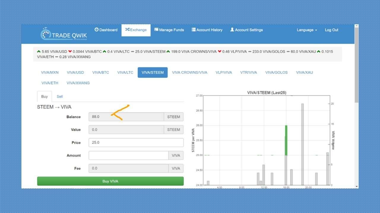 VIV11 - Exchange - Viva/Steem - Buy 288