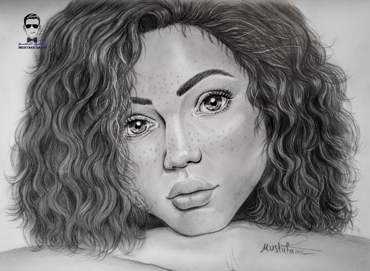Draw A Pencil Portrait Of A Brown Girl With Curly Hair Steemit