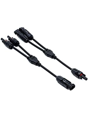ZOOKOTO Solar Connector Y Branch 1 to 2 3-Way Connector Adapter Splitter Combiner Parallel Adapter Cable Wire Plug Tool Kit for Solar Panel 1 Pair(M/FF and F/MM)