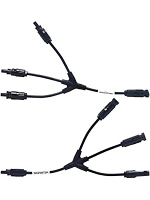 Signstek Y Branch Solar Panel Adaptor Cable Connector (1, M/FFF and F/MMM)
