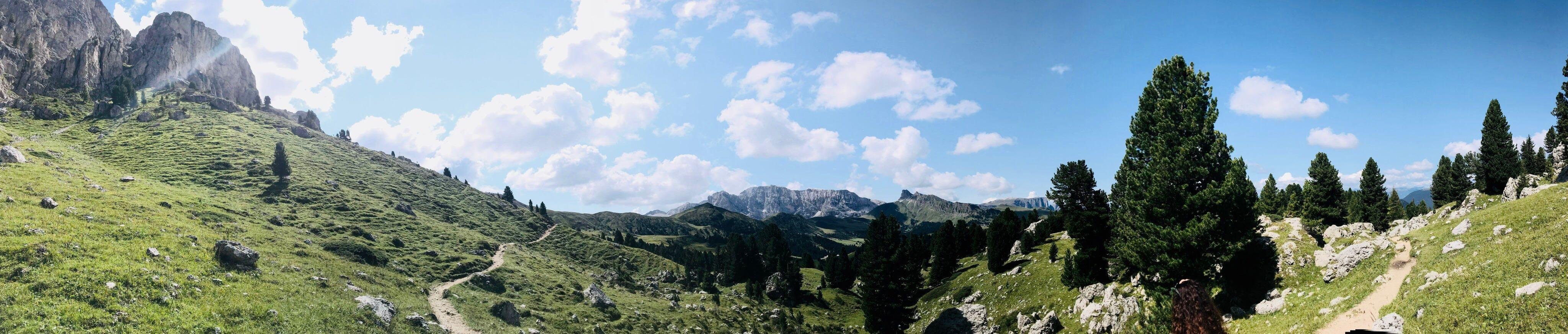 Panoramic view under the Sassolungo mountain