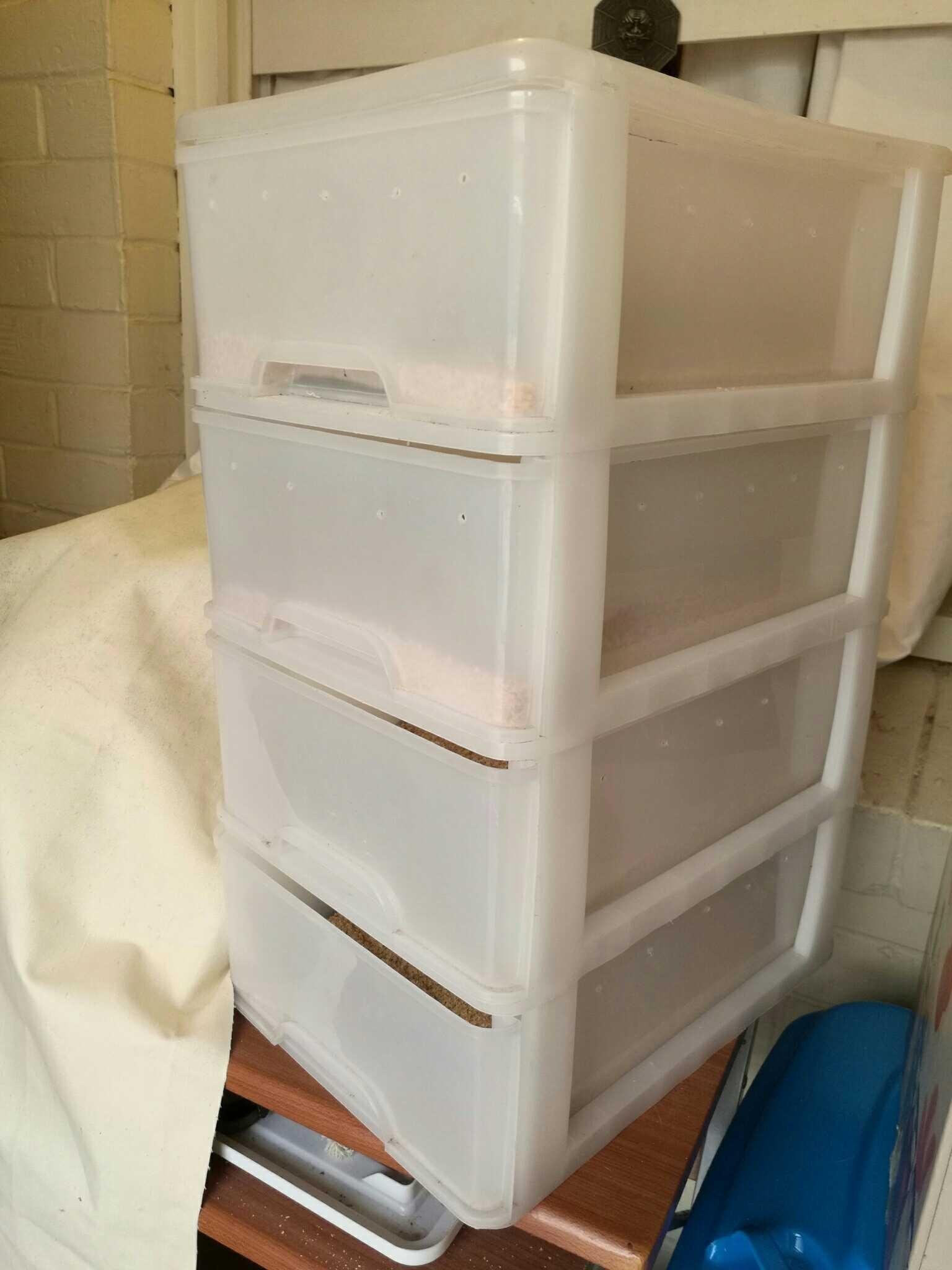 Cheap plastic drawers are all you need.
