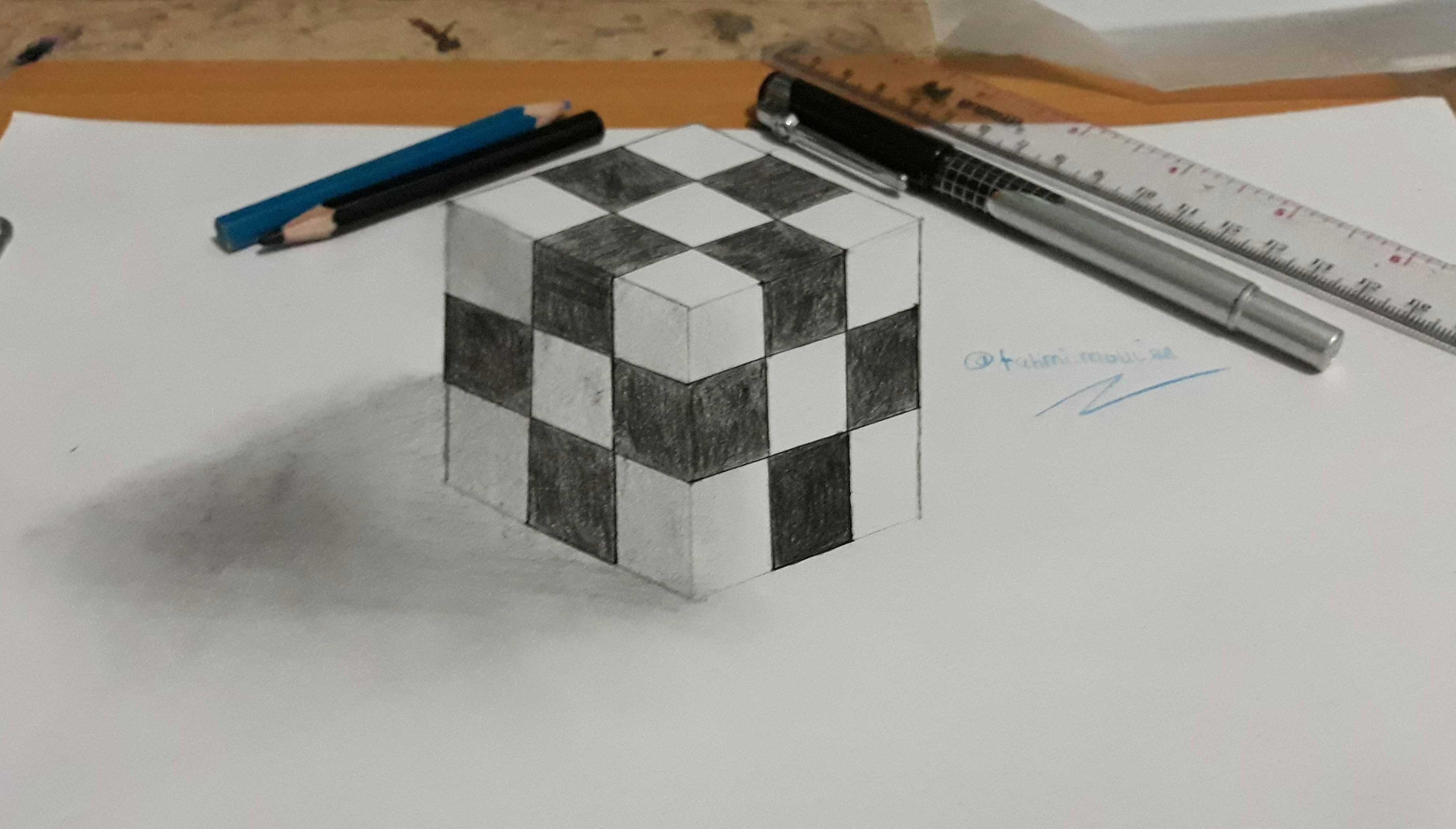 Art Draw Part Ix Mencoba Menggambar Kubus Realistis 3d