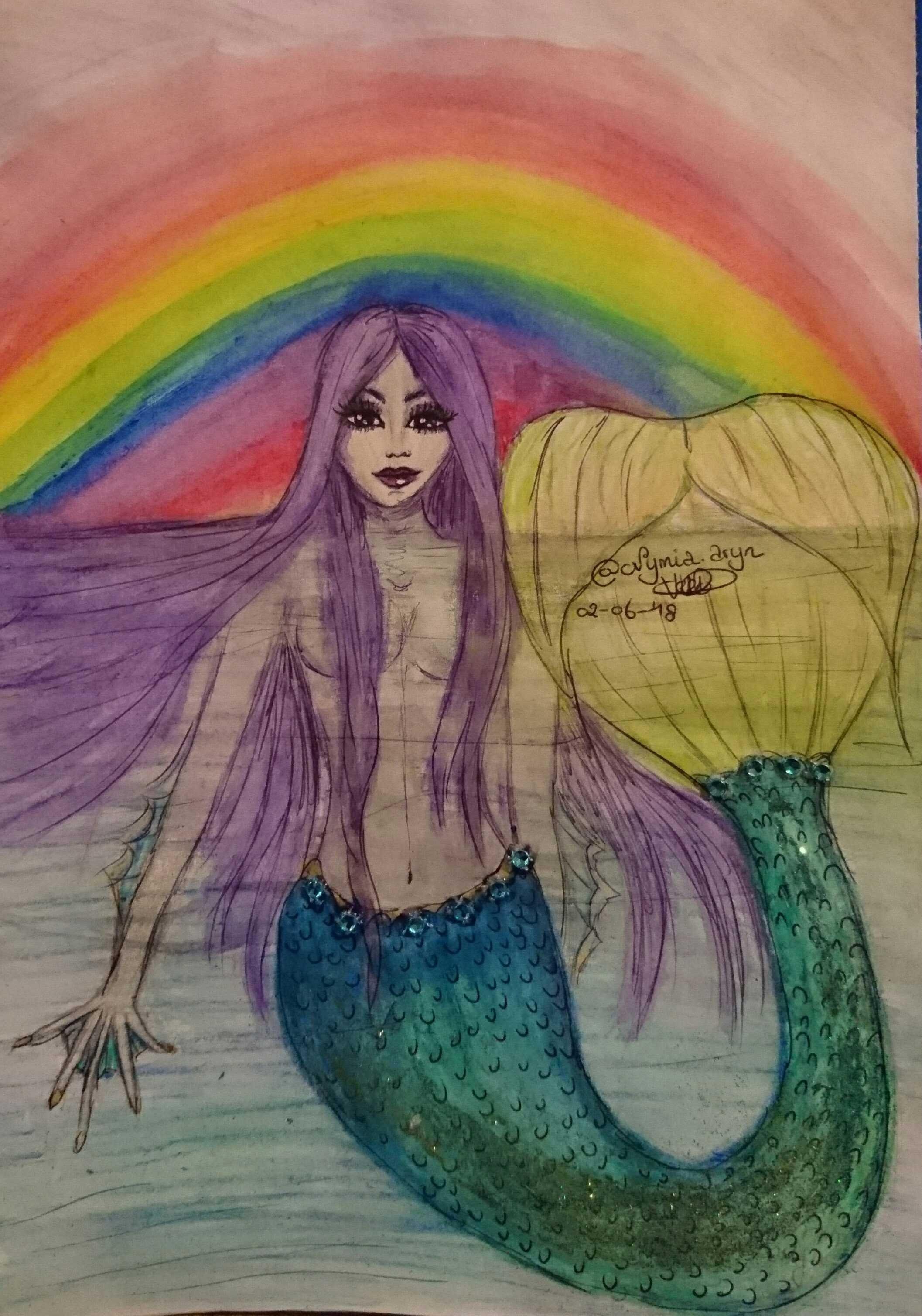 Come And Draw Contest 5 Theme Mermaids My Entry Rainbow Mermaid Steemkr