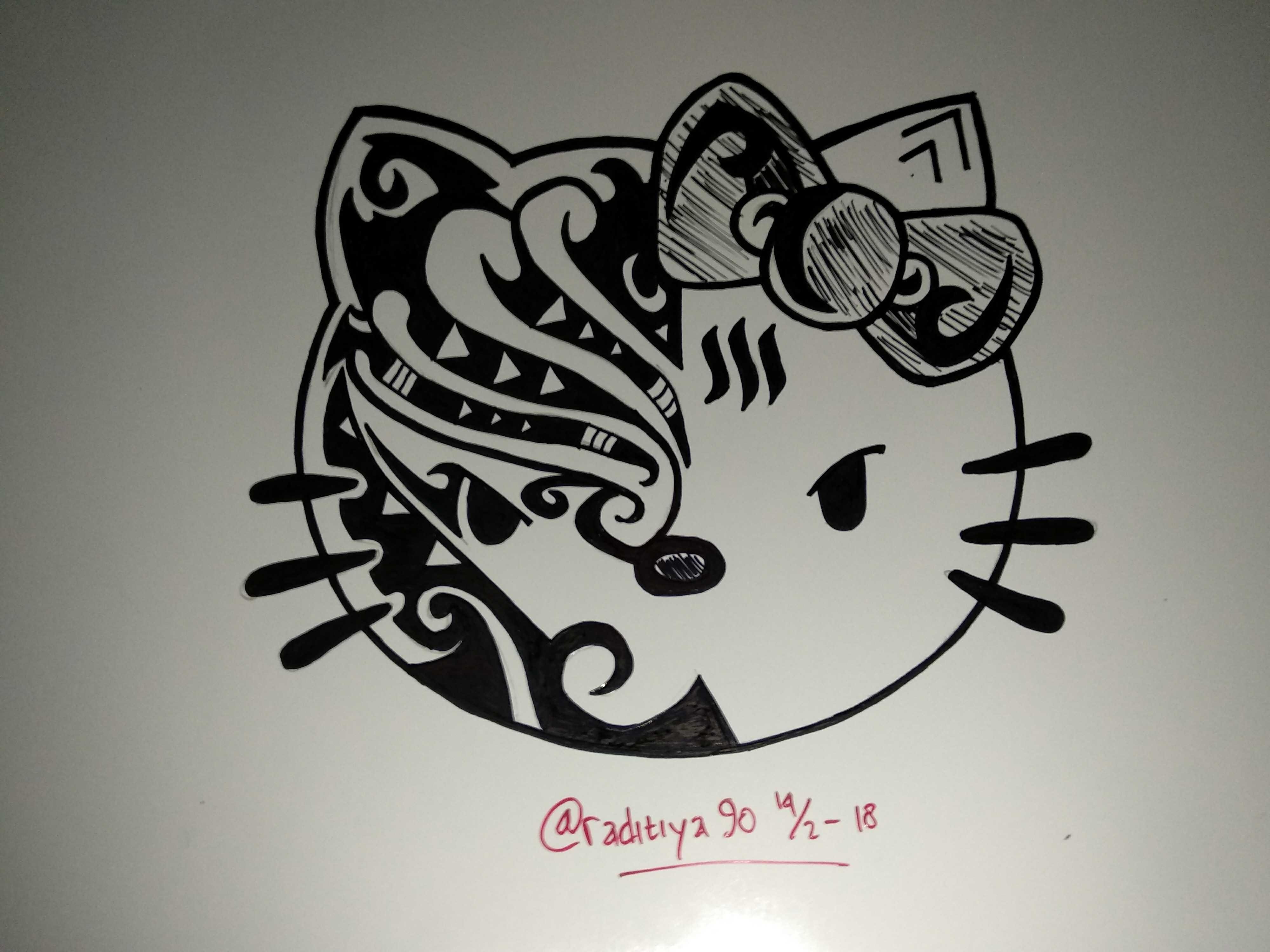Learn To Draw Hello Kitty With Doodle Art Combination Belajar