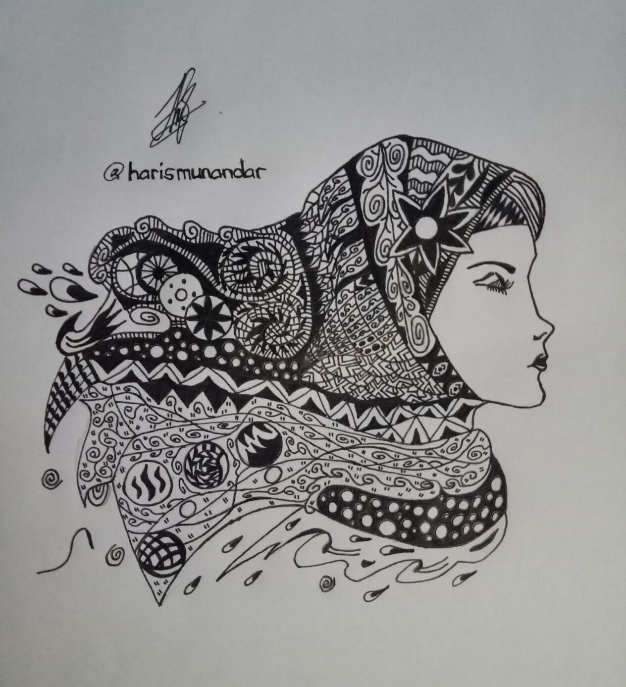 Art Of Drawing Doodle Wanita Hijab Woman Hijab Two