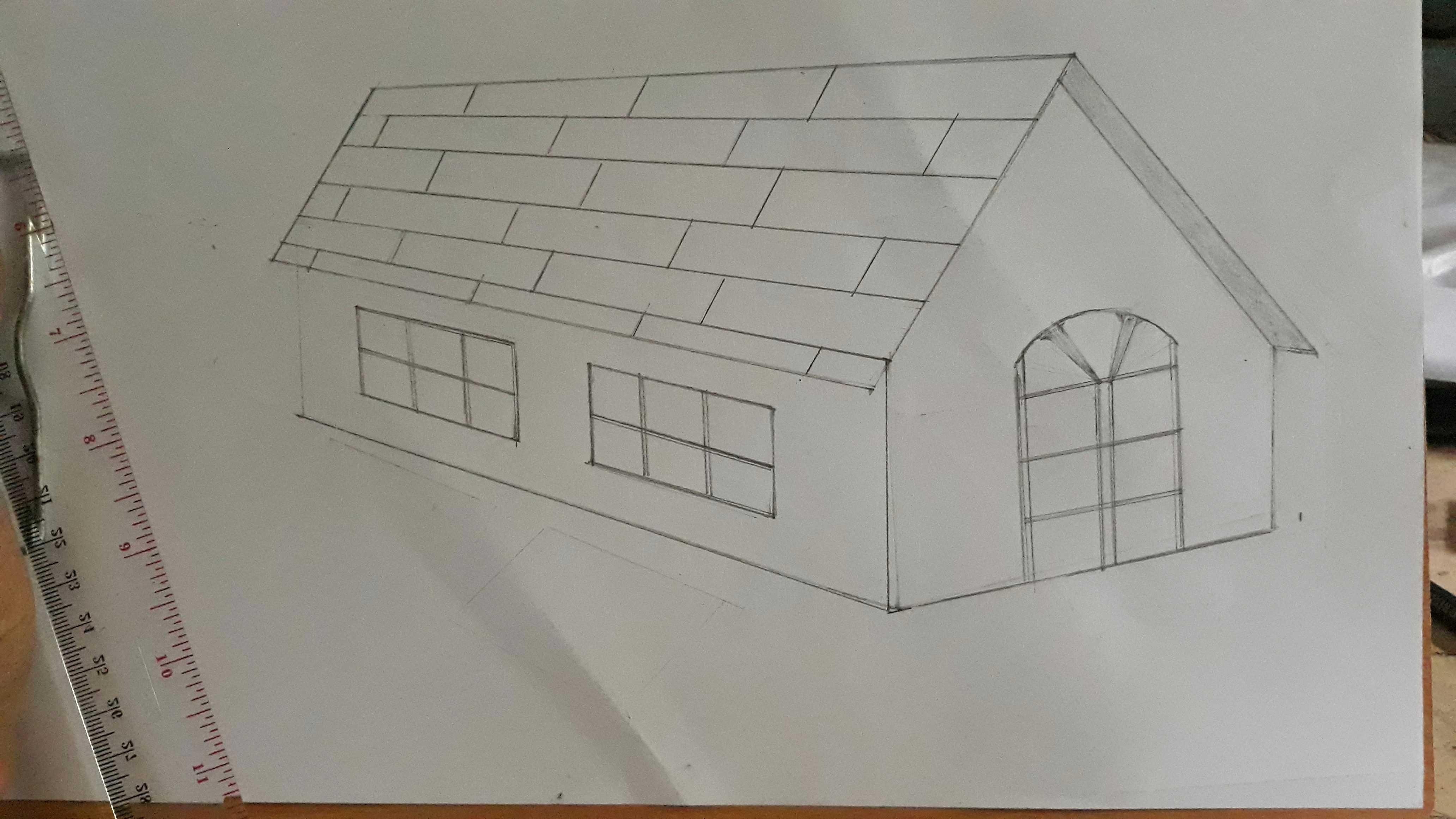 Art Draw Part V Try To Draw The Simple House 3D Mencoba
