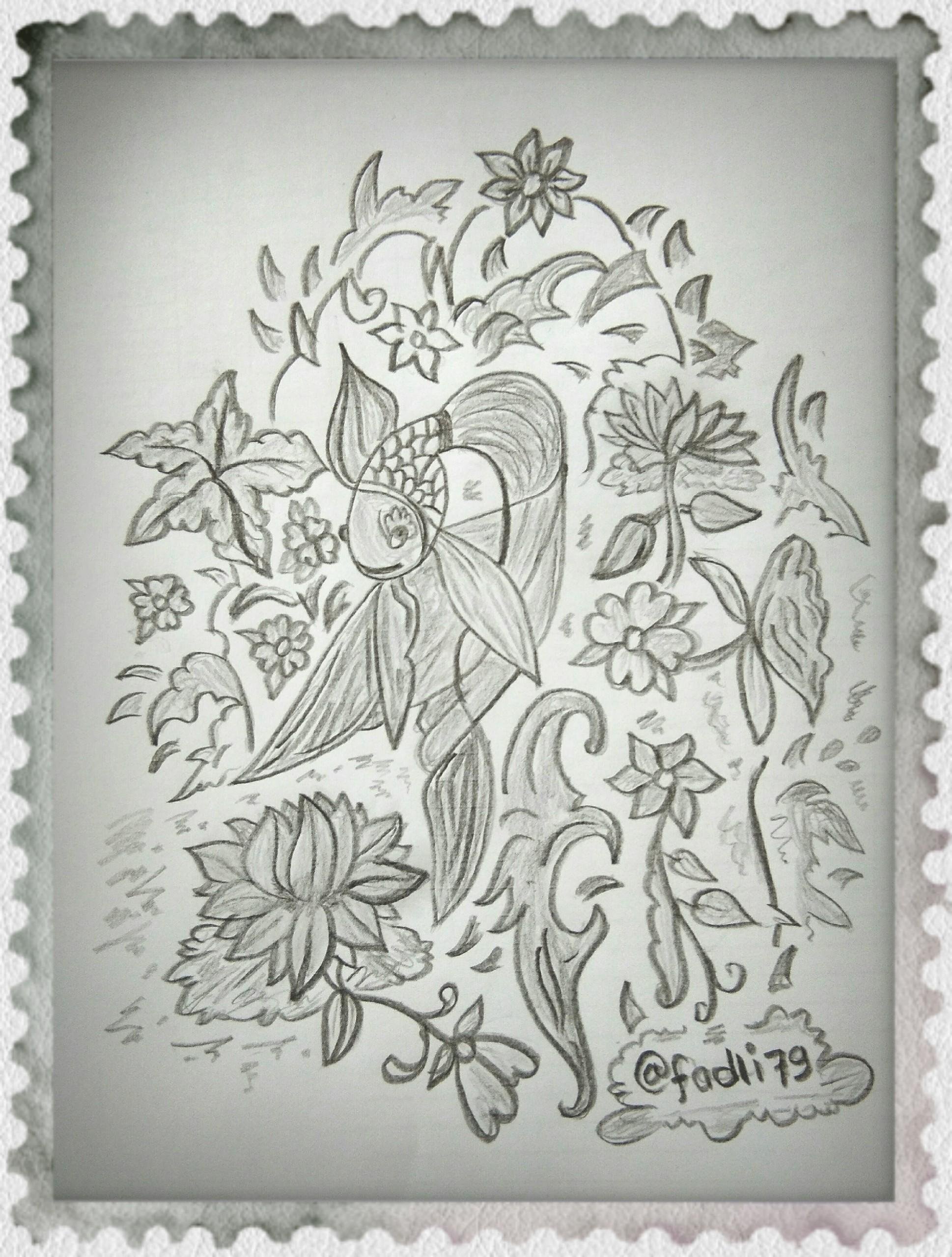 Menggambar Ilustrasi Ikan Kecil Dan Bunga Drawing