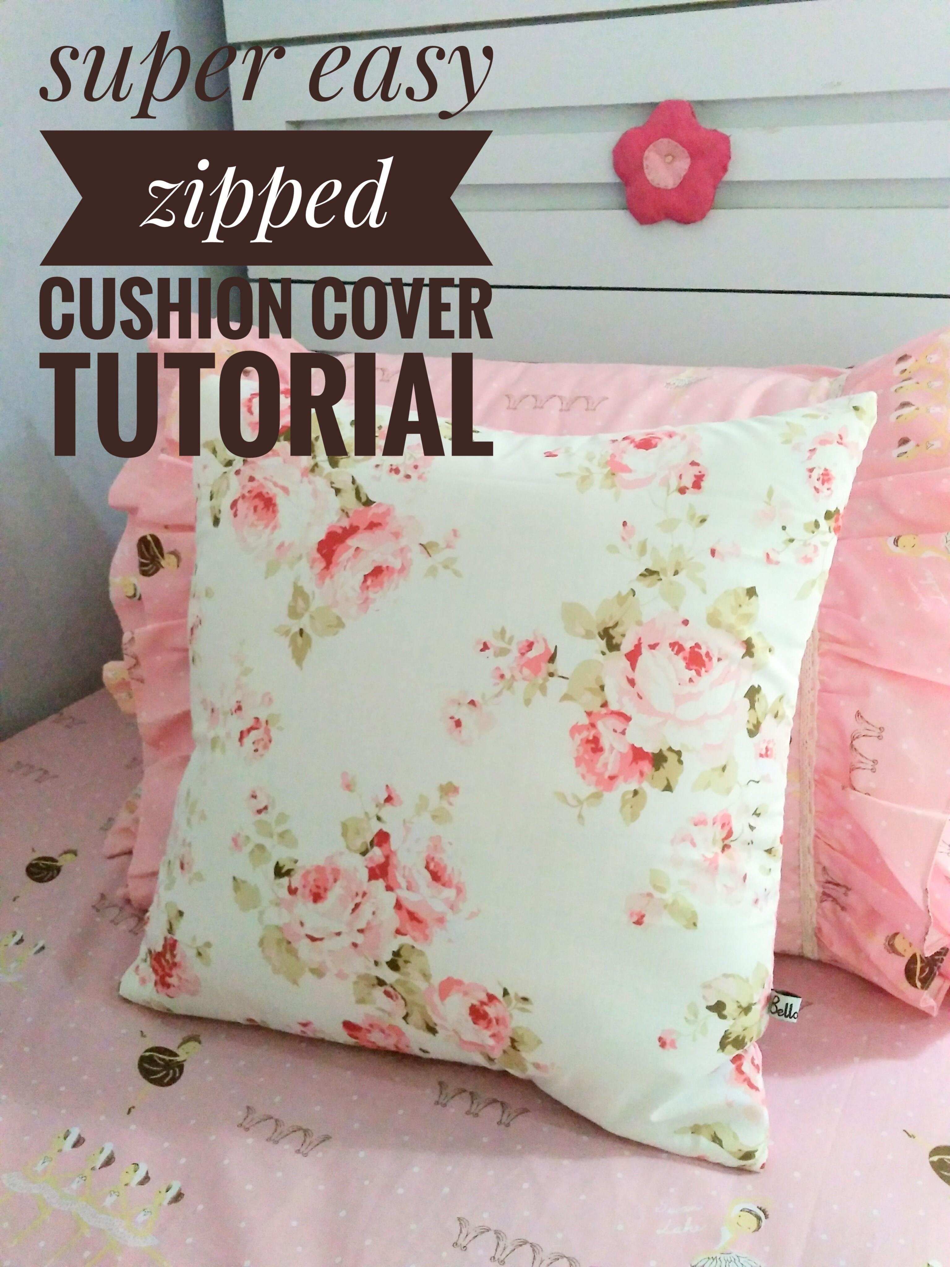 DIY Tutorial Super Easy Zipped Cushion Cover Tutorial Sarung