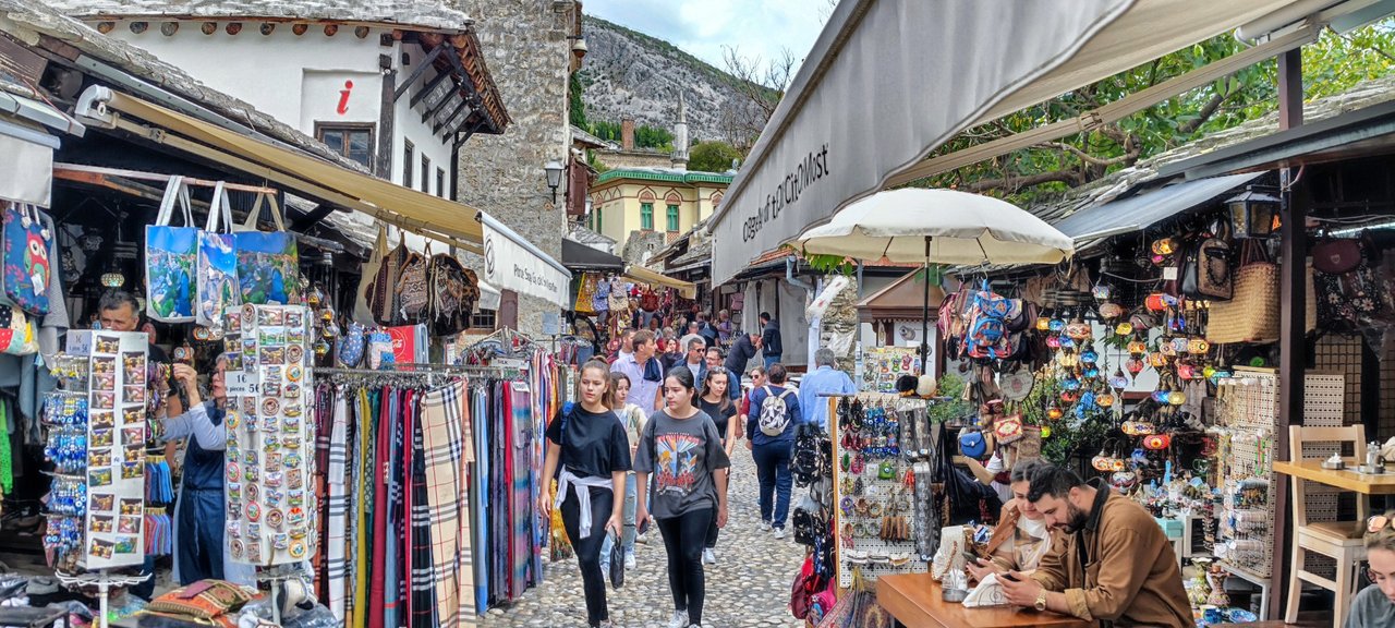 Crowded streets in the old town