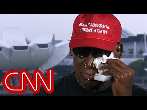 Dennis Rodman, Sponsored by Potcoin wearing a MAGA hat, Crying in NoKo