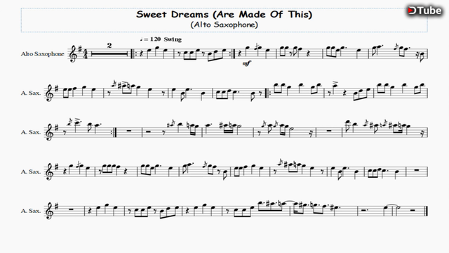 Sweet Dreams Are Made Of This Alto Saxophone Free Sheet Music Steemkr