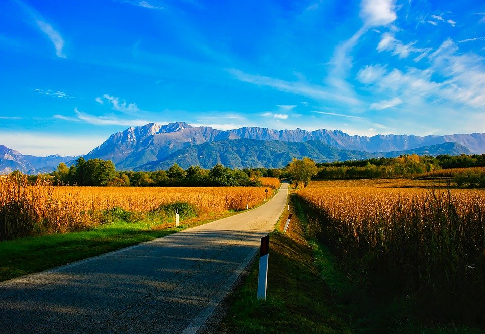 Cornfields and mountains