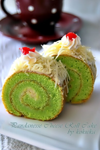 Bolu Gulung Pandan Cheese Steemkr