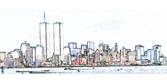 Sketch of Twin Towers NYC