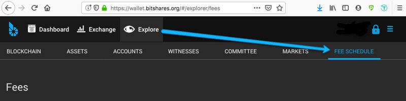 View BitShares blockchain fees in the reference UI
