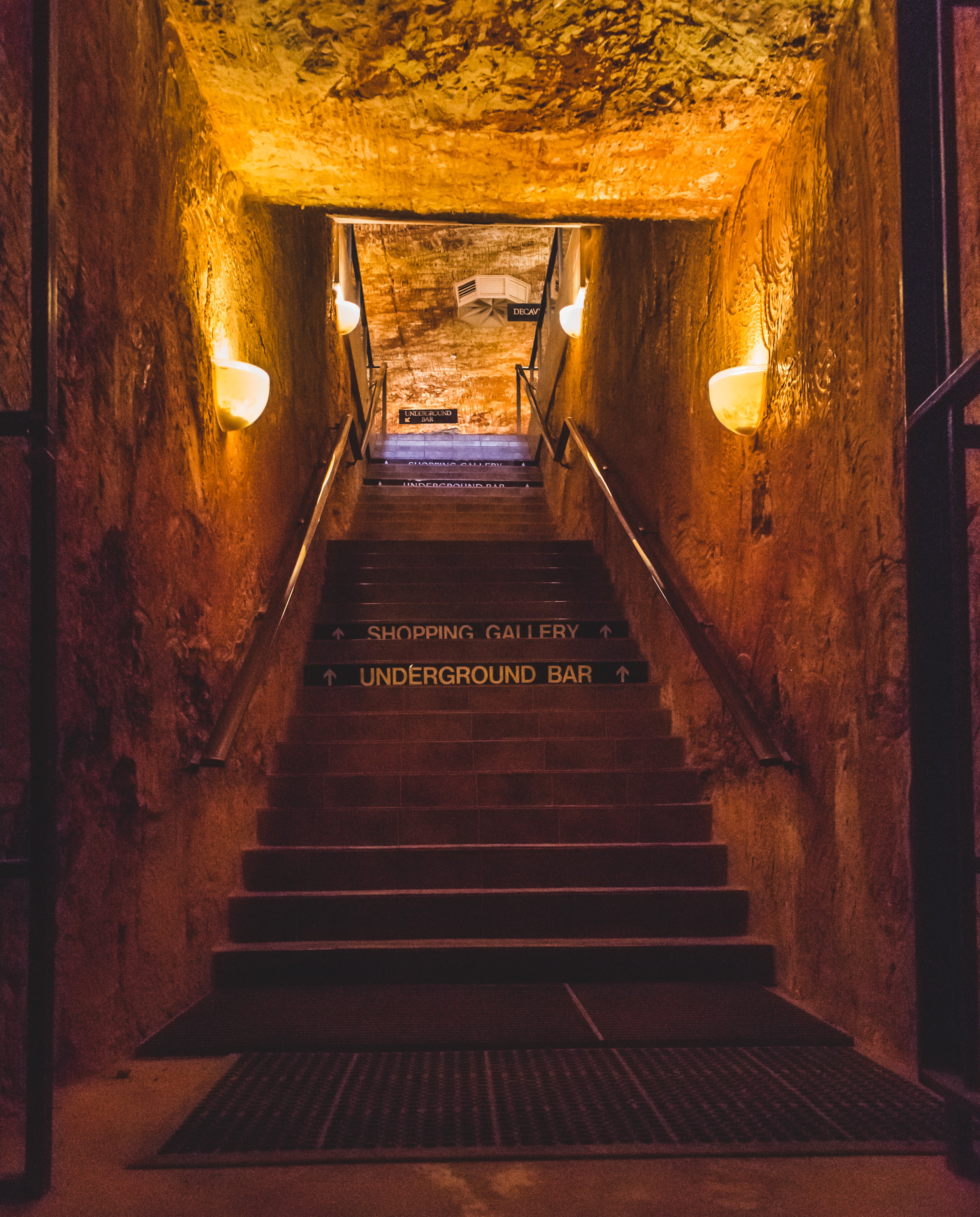 Stairway to the underground bar at Coober Pedy