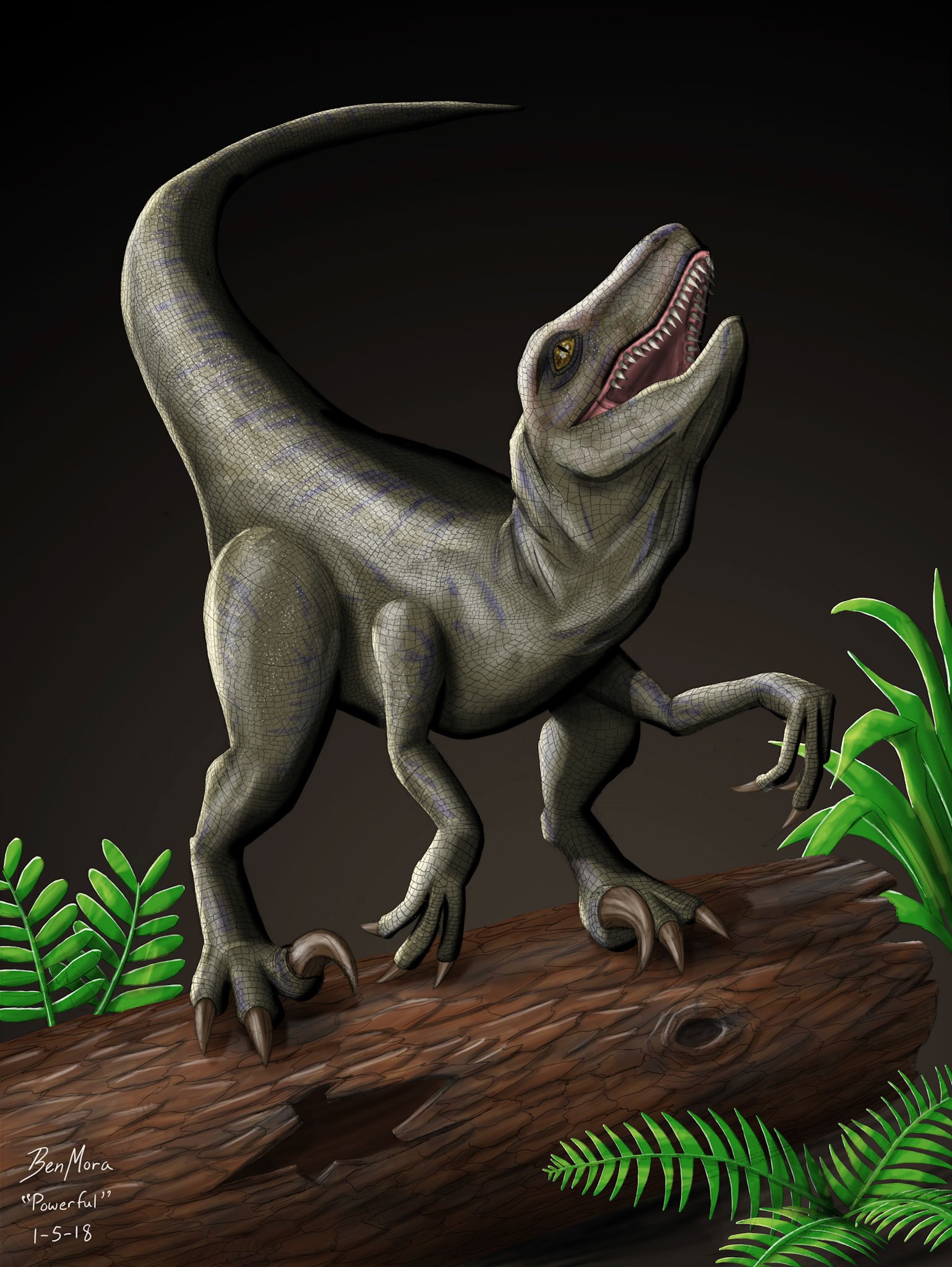 Powerful: Velociraptor digital painting