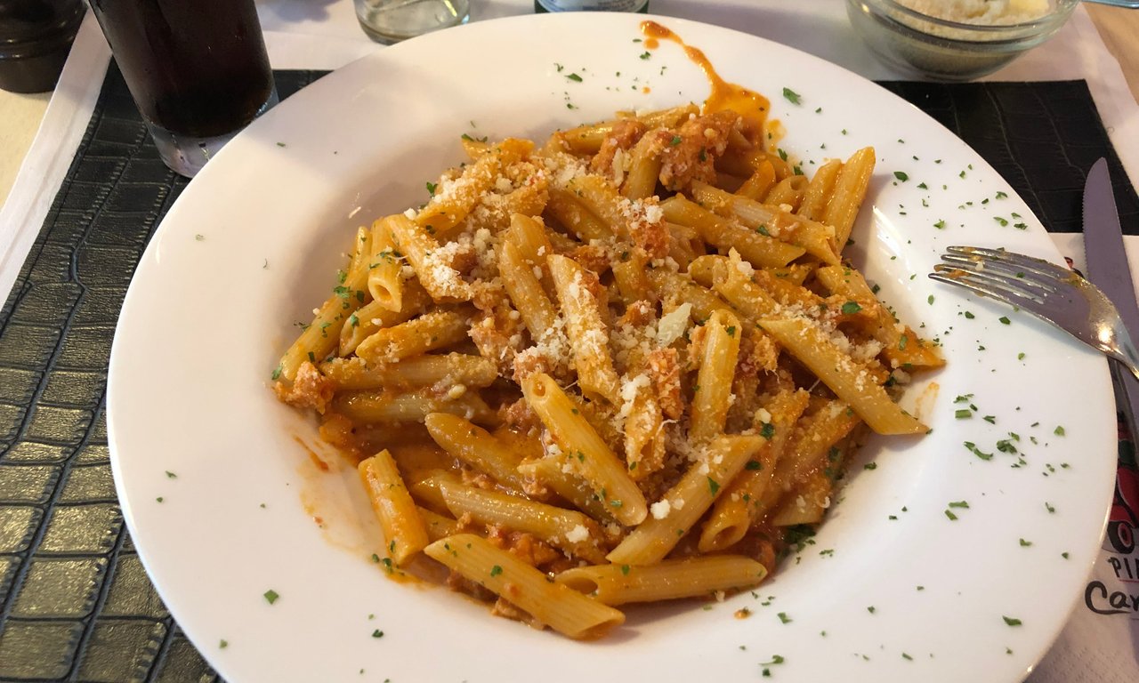 Carlito's pasta penne salmon