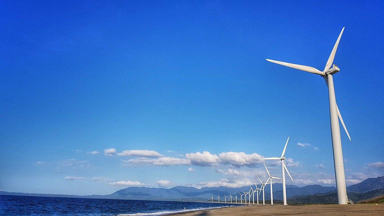 Nine-kilometer stretch of gigantic Bangui Windmills