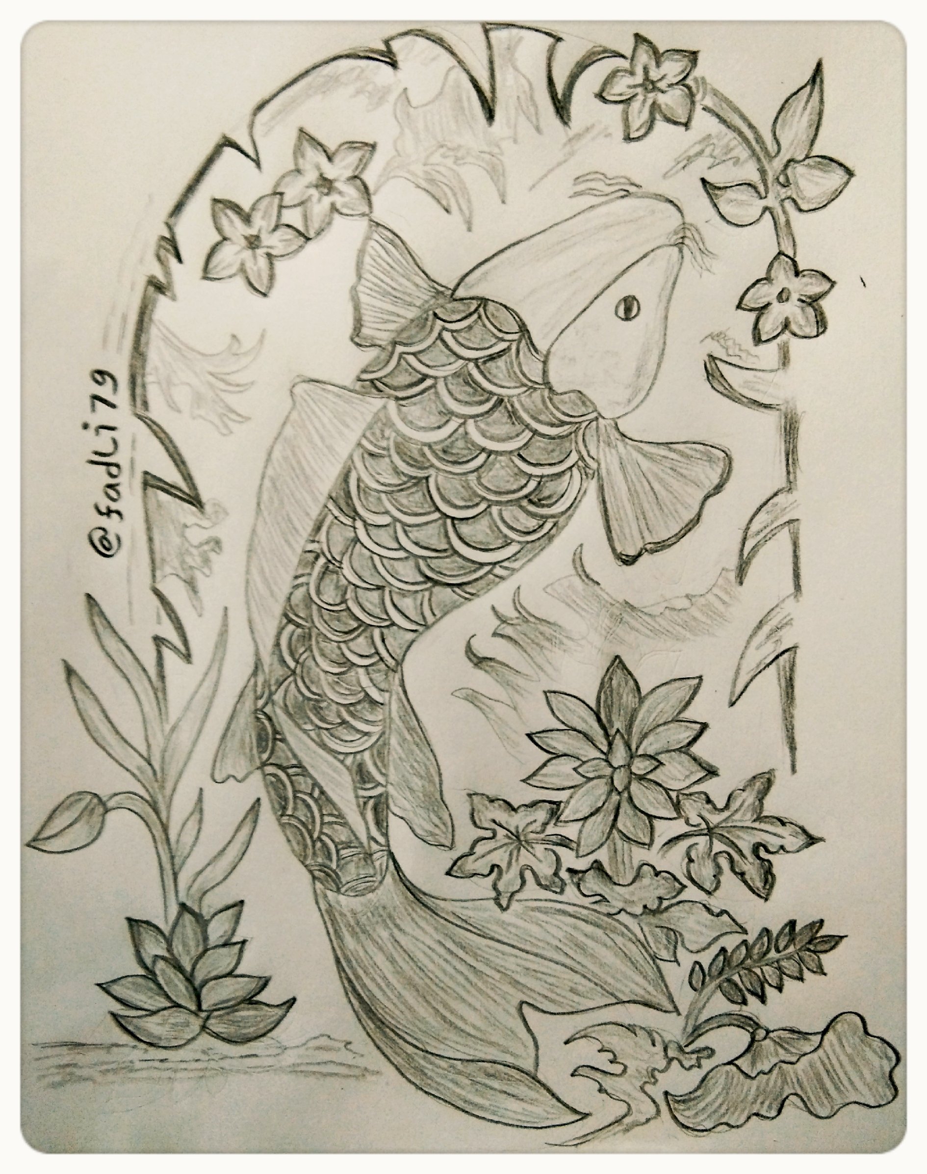 Menggambar Ilustrasi Ikan Mas Koi Dan Bunga Steemit