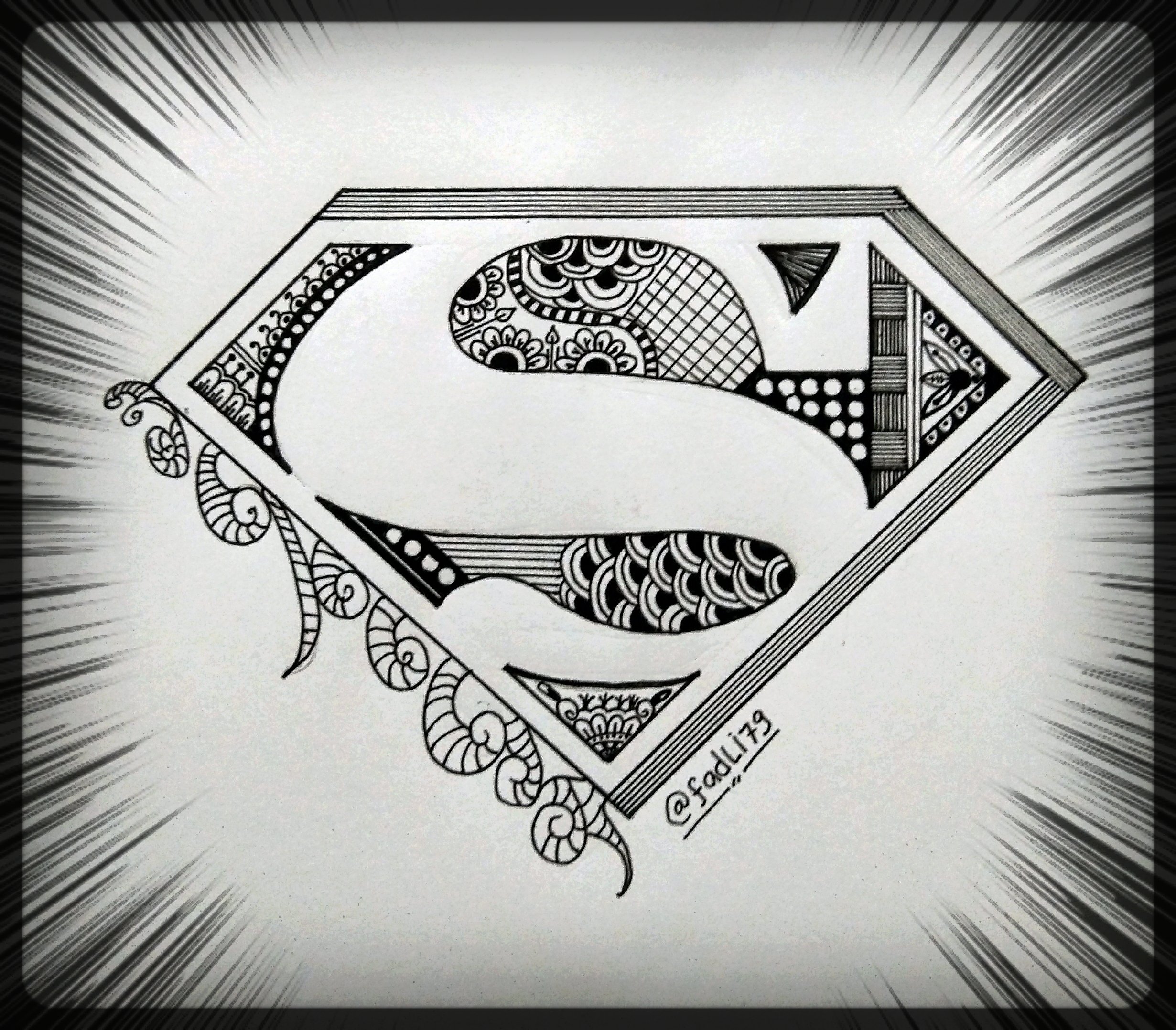 Ilustrasi Logo Superman Dengan Hiasan Batik Doodle Steemkr