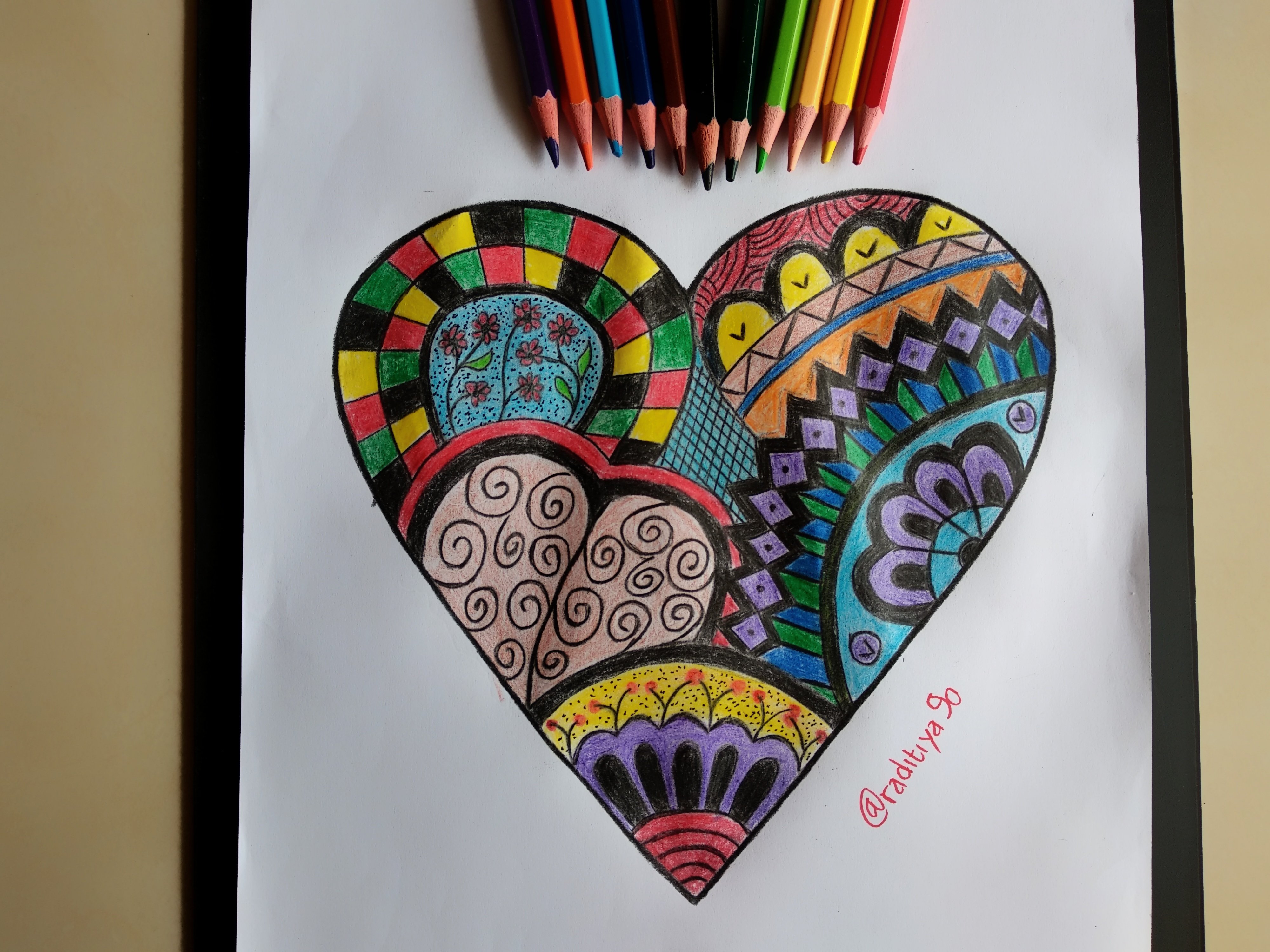 Learn To Draw Doodle Art Doodle Art Shape Heart Belajar