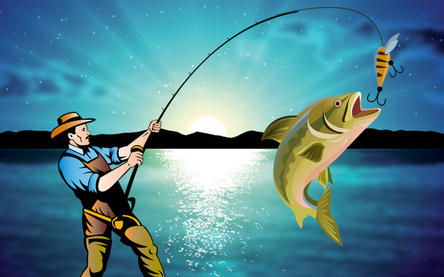 Gambar Ilustrasi Memancing Ikan Iluszi