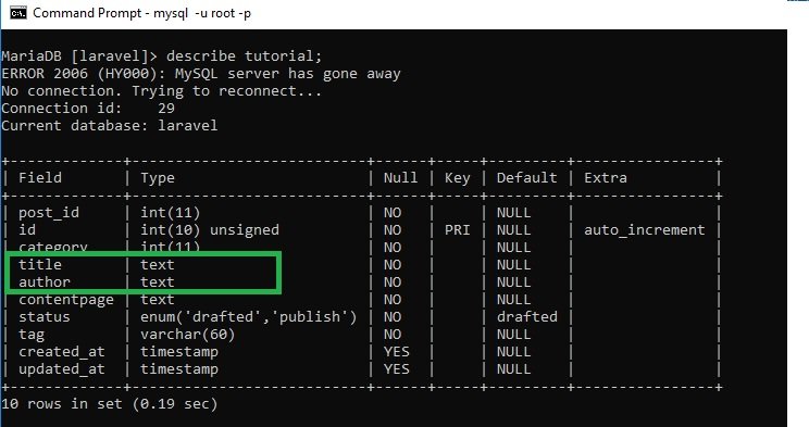 How to Modifications a table database with php artisan  