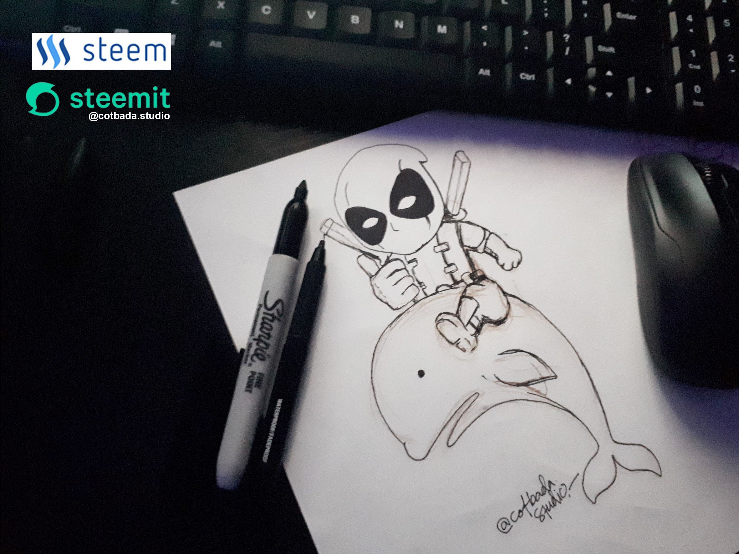 Tutorial To Draw Deadpool Cartoon Bilingual Steemit