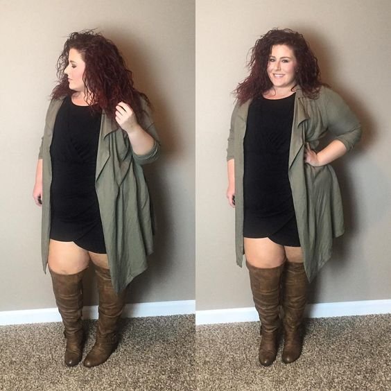 plus size dress with knee high boots