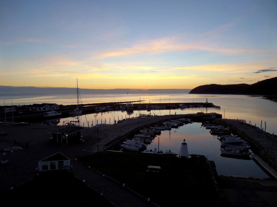 The harbor at sunset