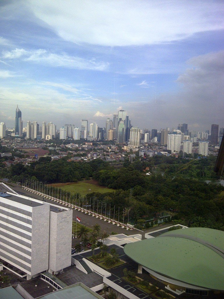 The city of Jakarta  viewed from the parliament building  