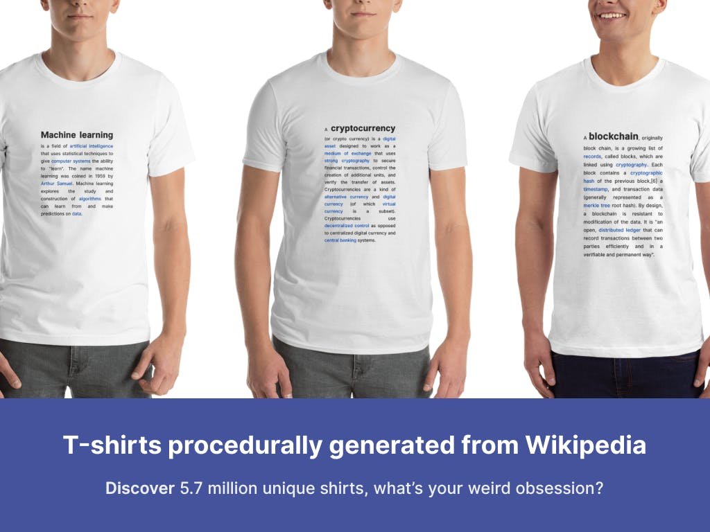 wikishirts procedurally generated t shirts from wikipedia shirts wikipedia