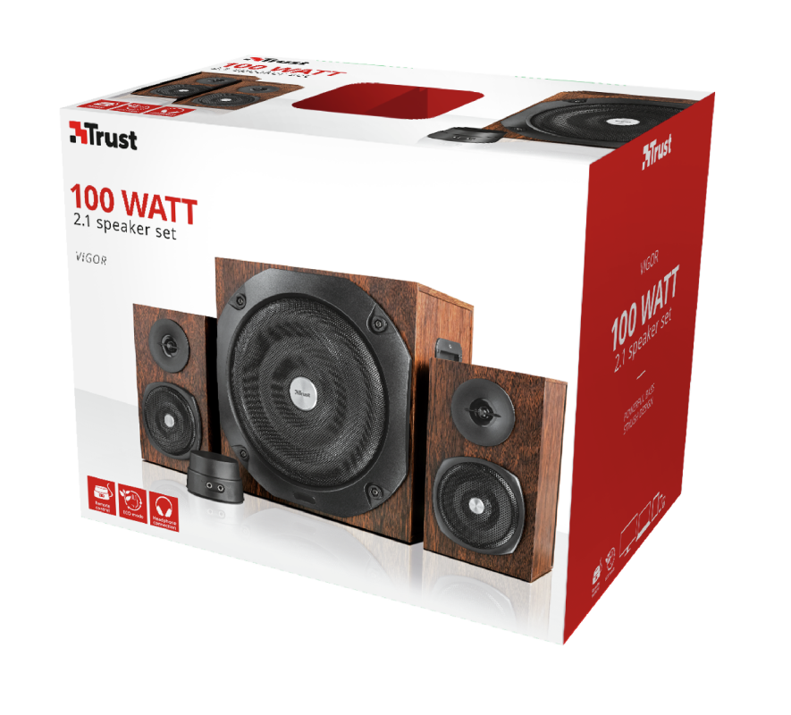 trust 100 watt 2.1 speaker set