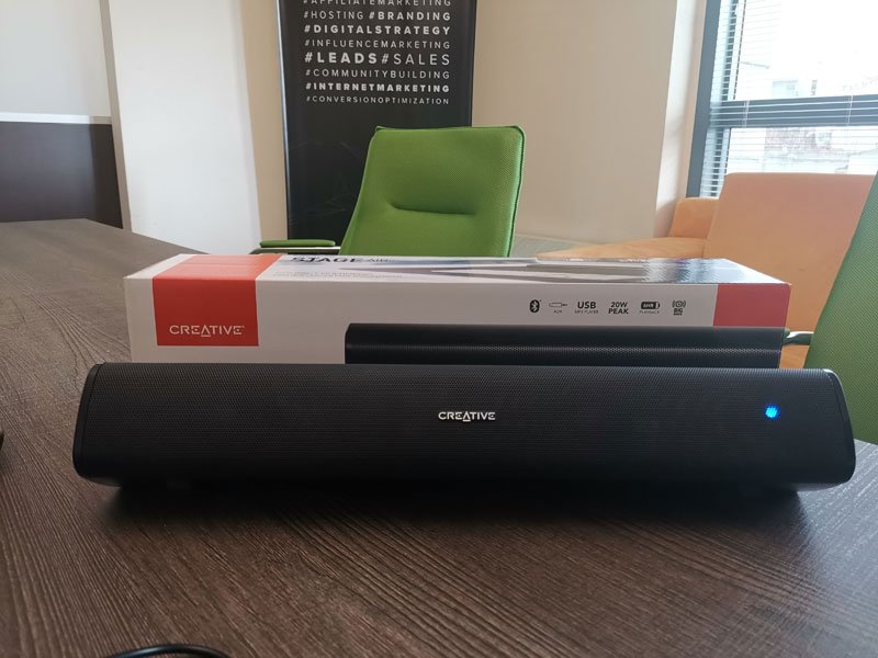 creative stage air compact multimedia under monitor soundbar