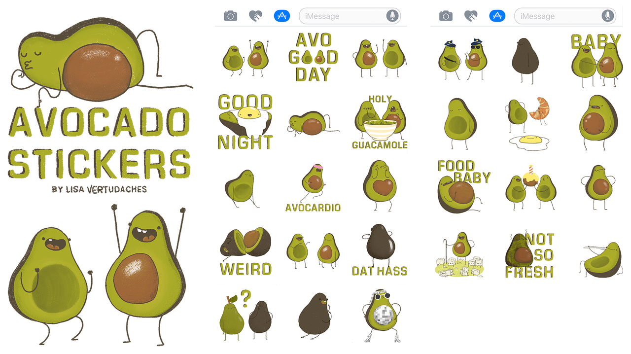 Avocado Stickers Cute Avocados Animated Sticker For Messages