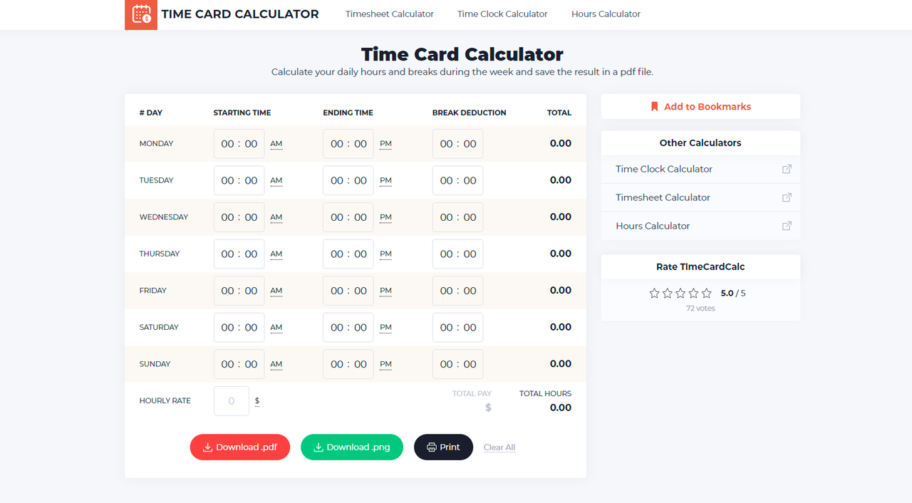 Time Card Calculator With Breaks Template Business Format