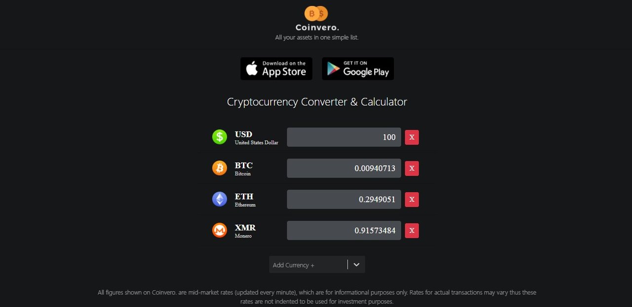Coinvero Cryptocurrency Converter & Calculator App Steemhunt